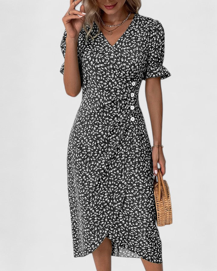Daisy | Ditsy Floral Button-Front Midi Summer Dress