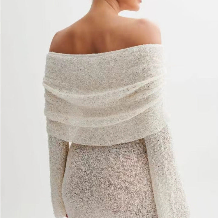 Margot | One Shoulder Knit Mini with Long Flared Sleeves