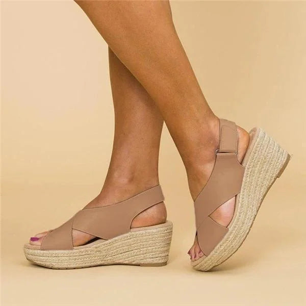 Crossa | Cross-Strap Espadrille Platform Wedges