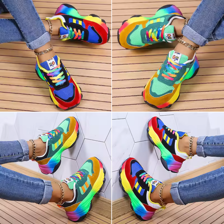 Stockholm | Rainbow Sole Colour Block Women's Sneakers
