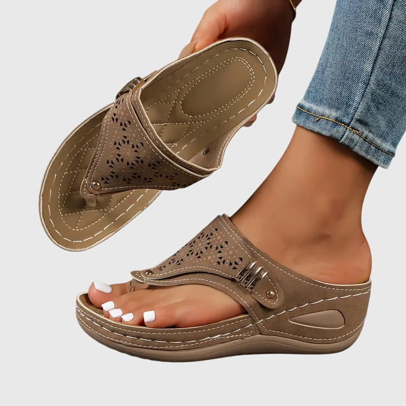 Odaline | Women's Slip-On Orthopedic Sandals – Shock-Absorbing Wedge Design