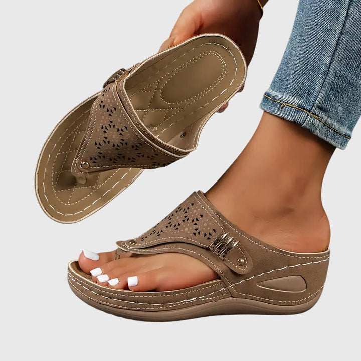 Odaline | Women's Slip-On Orthopedic Sandals – Shock-Absorbing Wedge Design