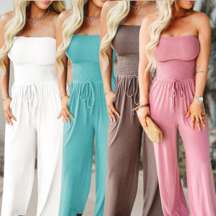 Harlow | Smocked Strapless Bardot Off Shoulder Top