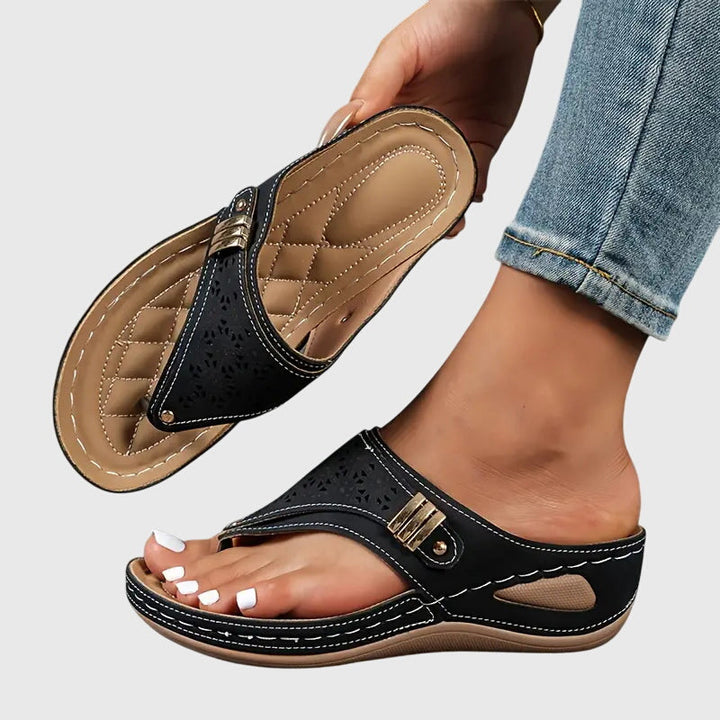 Odaline | Women's Slip-On Orthopedic Sandals – Shock-Absorbing Wedge Design