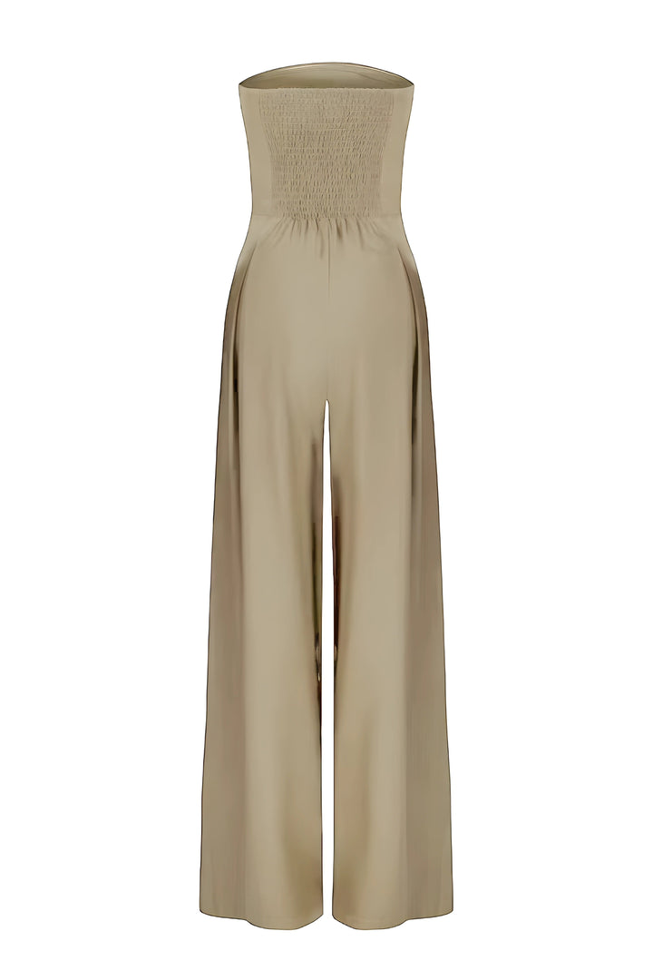 Raffine | Strapless Bandeau Jumpsuit with Pleated Wide Leg Trousers