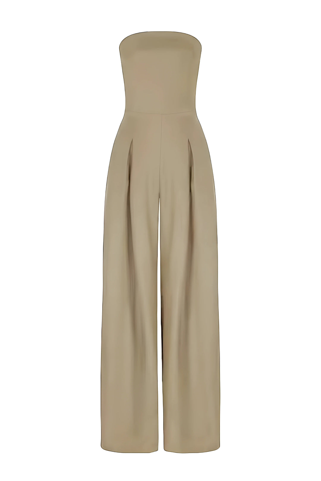 Raffine | Strapless Bandeau Jumpsuit with Pleated Wide Leg Trousers