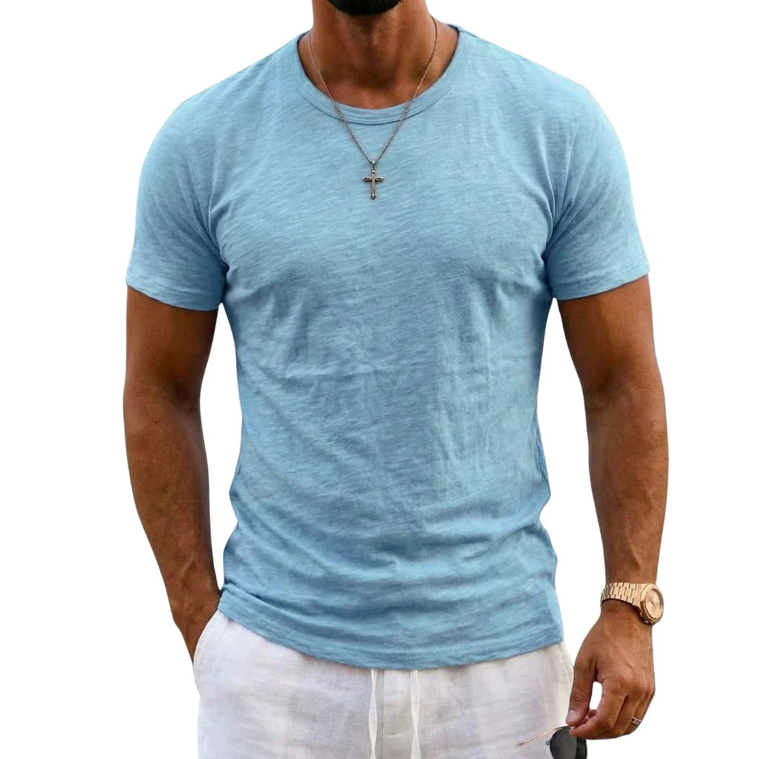 Slater | Slim Fit Crew Neck Slub Cotton T Shirt
