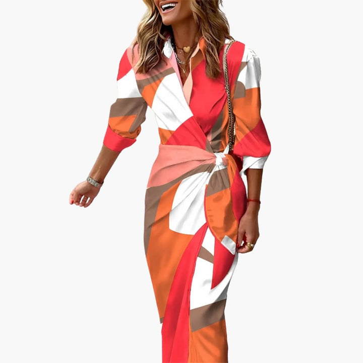 Harlow | Stripe Print Wrap Shirt Wedding Guest Dress