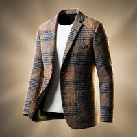 Alderton | Plaid Check Blazer with Notch Lapel and Welt Pockets