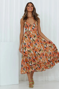 Zahara | Tropical Print Ruffle Hem Wedding Guest Dress