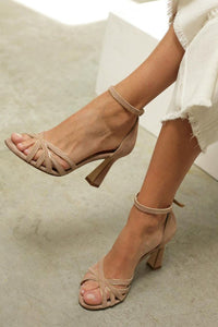 Celeste | Multi Strap Ankle Tie Open Toe Block Heels