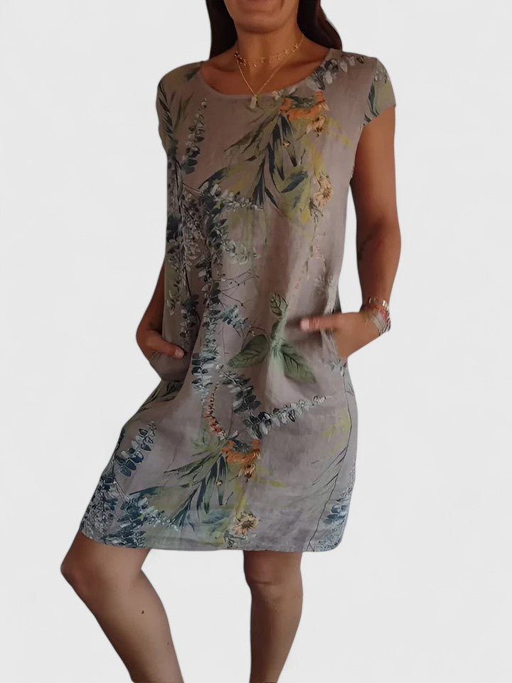 Wisteria | Botanical Print Linen Summer Dress