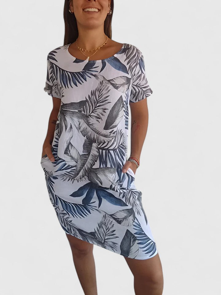 Wisteria | Botanical Print Linen Summer Dress