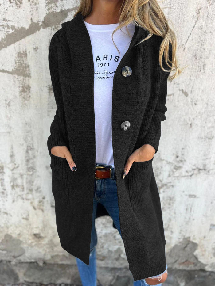 Maeva | Hooded Longline Button-Front Women's Cardigans