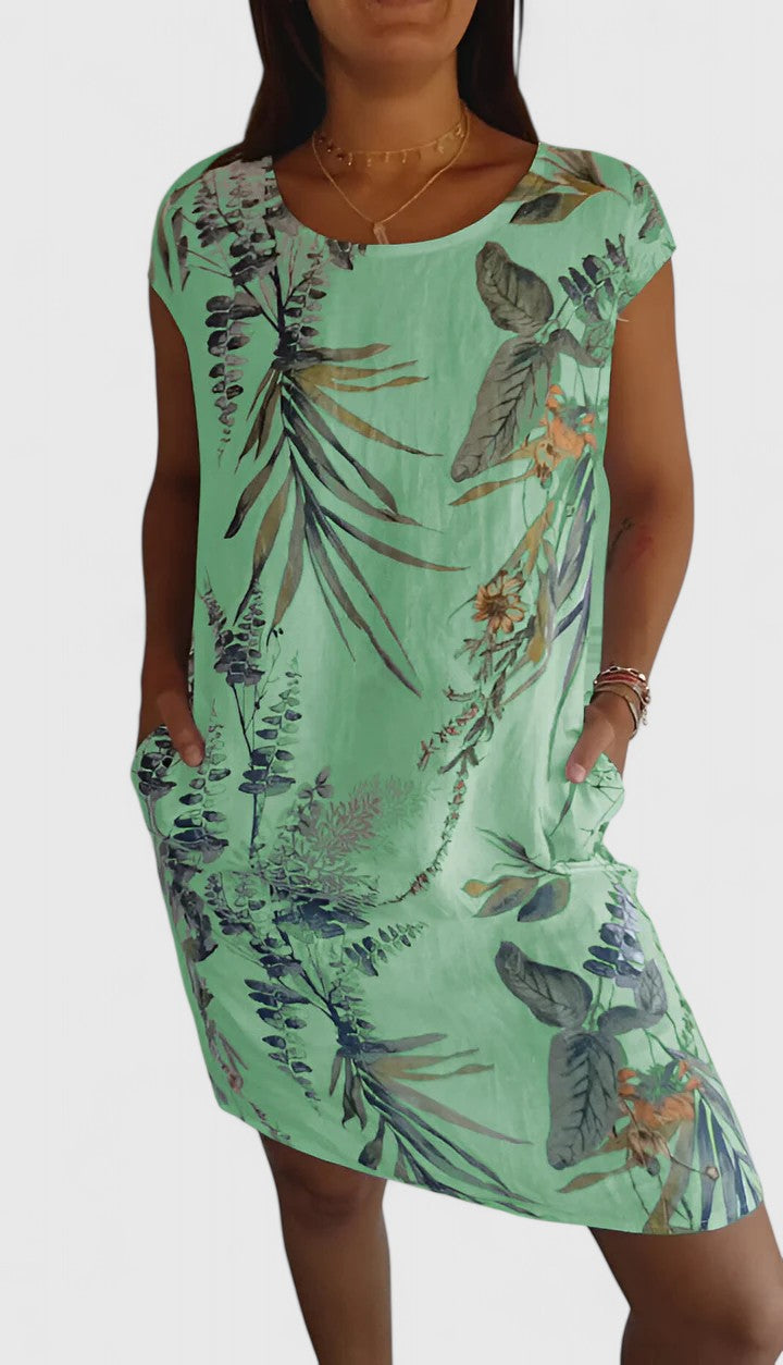 Wisteria | Botanical Print Linen Summer Dress
