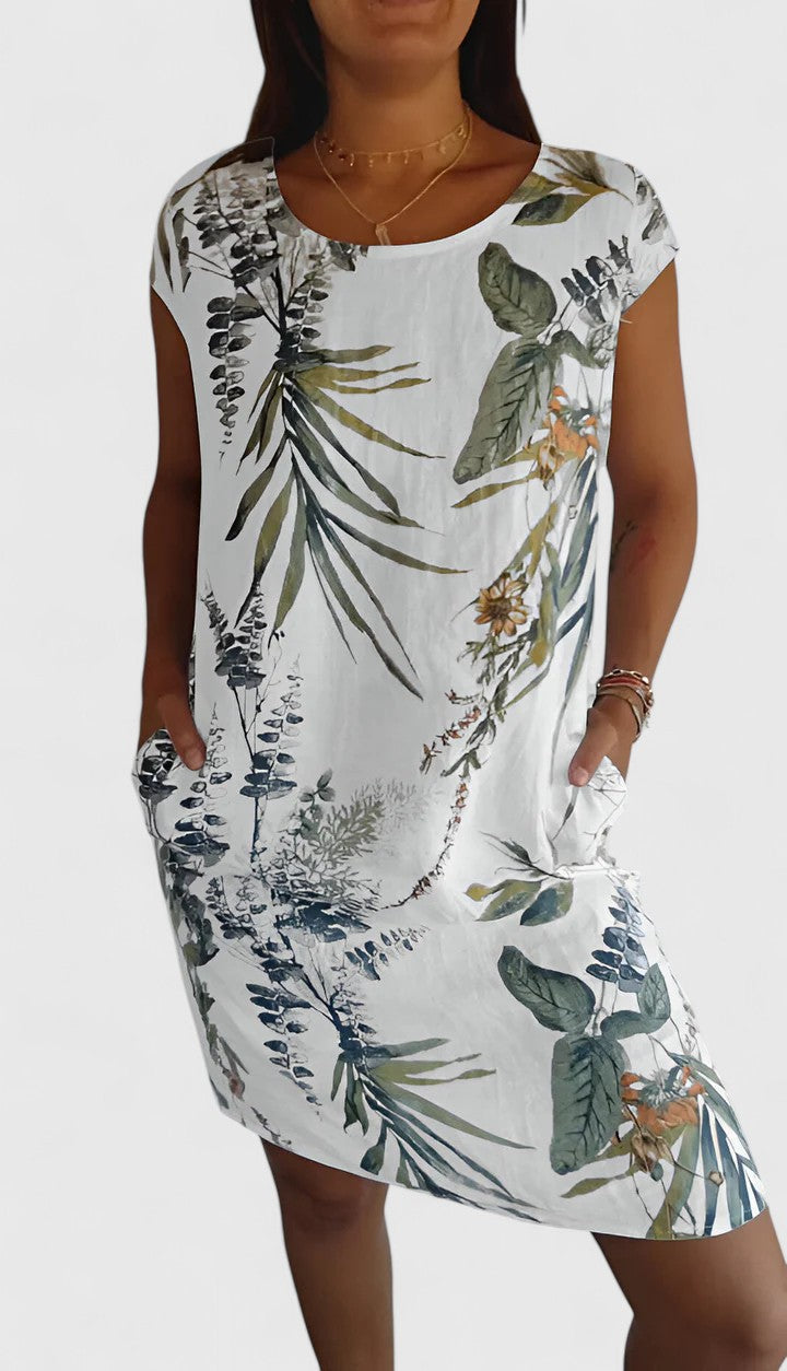 Wisteria | Botanical Print Linen Summer Dress