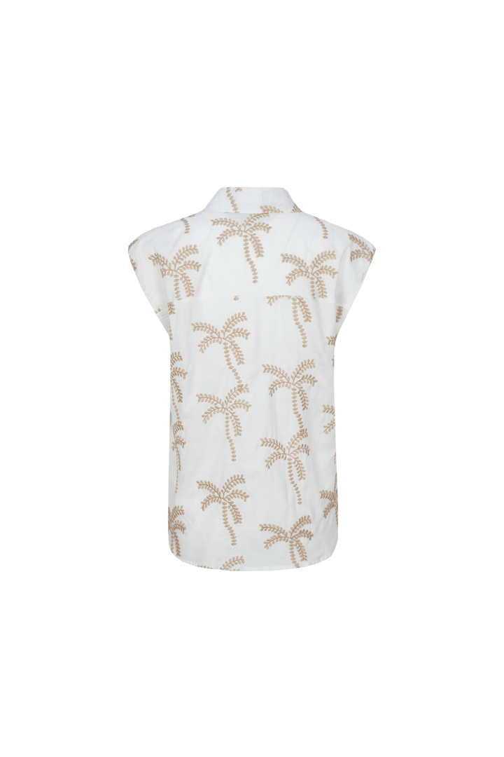 Palm Cove | Tropical Palm Print Sleeveless Tunic Blouse