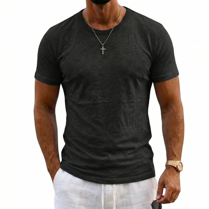 Slater | Slim Fit Crew Neck Slub Cotton T Shirt