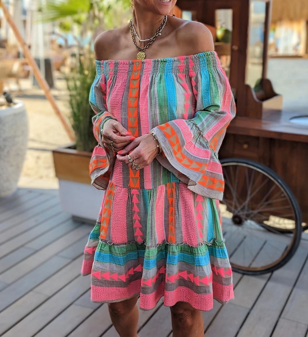 Zara | One Shoulder Dress with Tiered Boho Midi Skirt