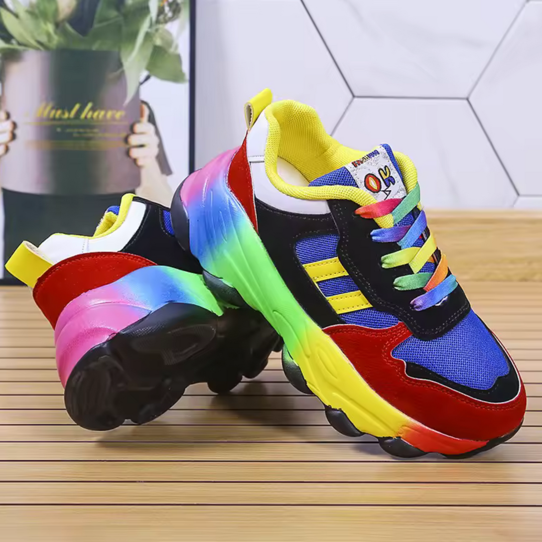 Stockholm | Rainbow Sole Colour Block Women's Sneakers