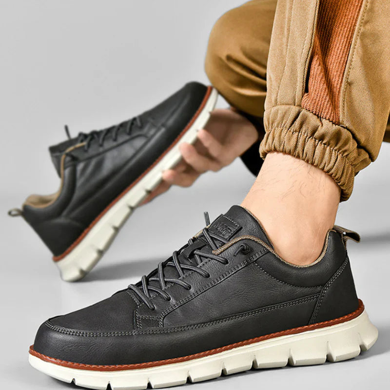 Croft | Leather Lace-Up Men Sneakers with Chunky Sole