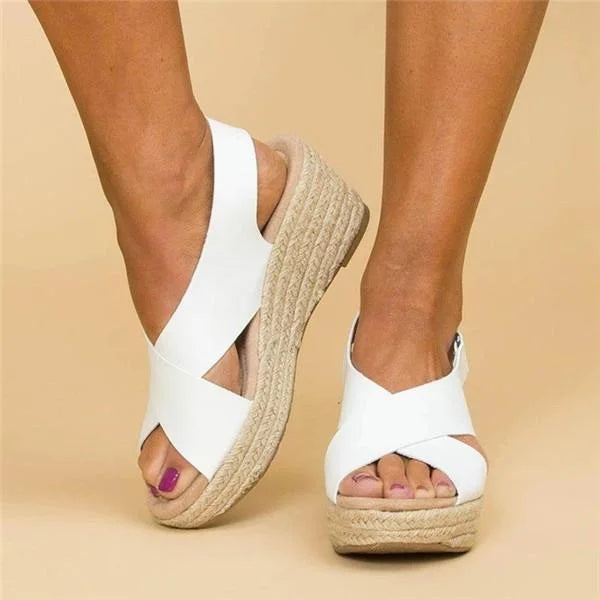 Crossa | Cross-Strap Espadrille Platform Wedges