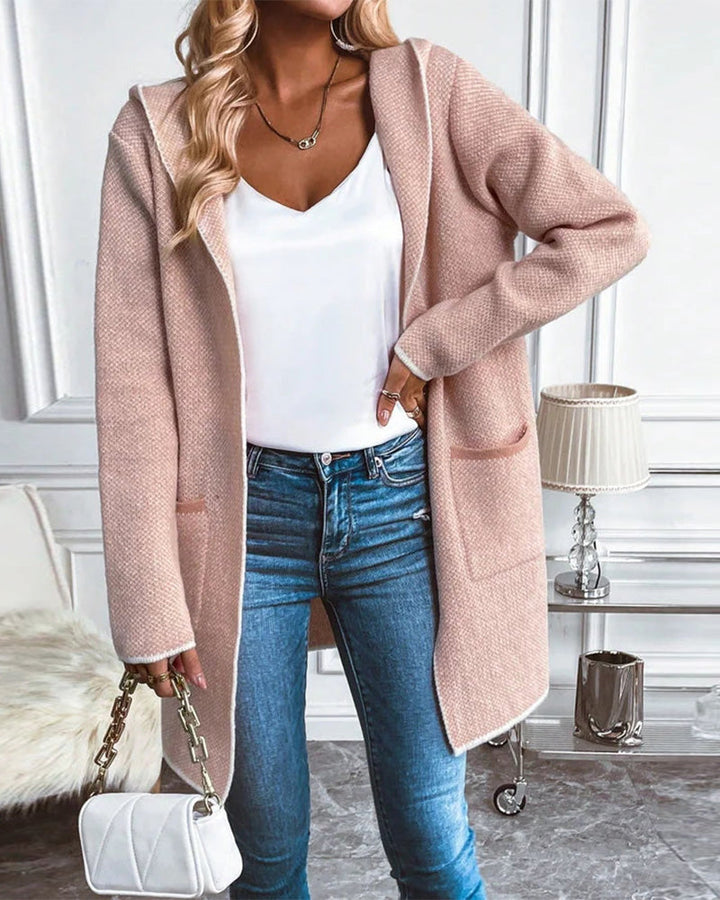 Blaire | Contrast Trim Hooded Open-Front Women's Cardigans