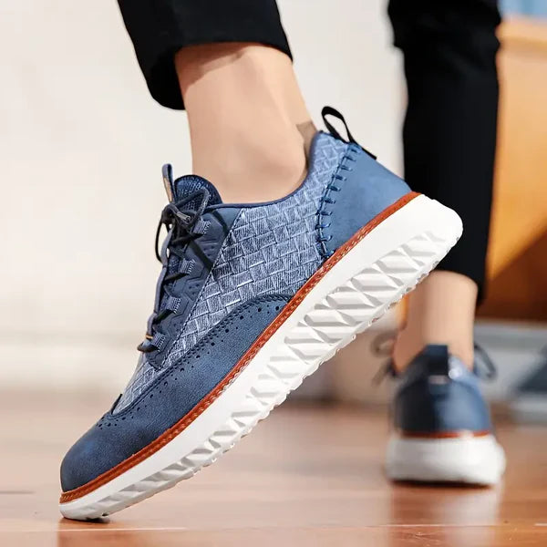 Quillen | Woven Texture Brogue-Detail Men Sneakers