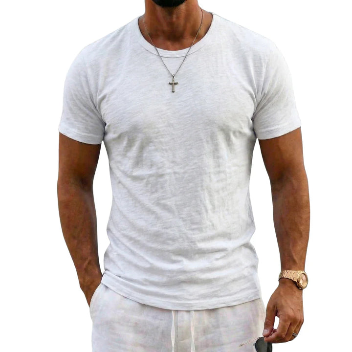 Slater | Slim Fit Crew Neck Slub Cotton T Shirt