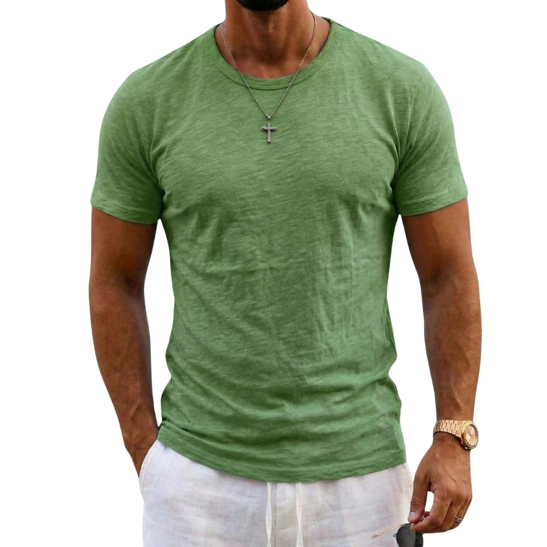 Slater | Slim Fit Crew Neck Slub Cotton T Shirt