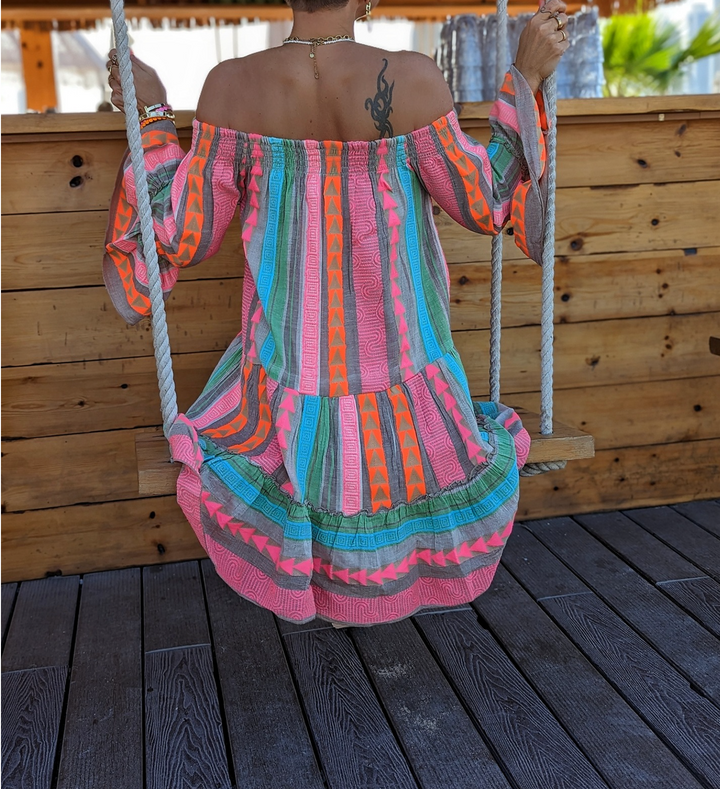 Zara | One Shoulder Dress with Tiered Boho Midi Skirt