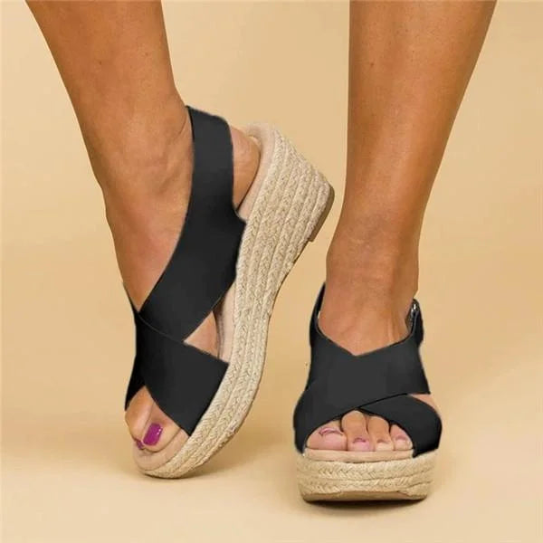 Crossa | Cross-Strap Espadrille Platform Wedges