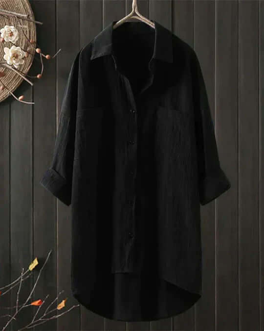Whitehaven | Dual Pocket Longline Button-Through Linen Blouse