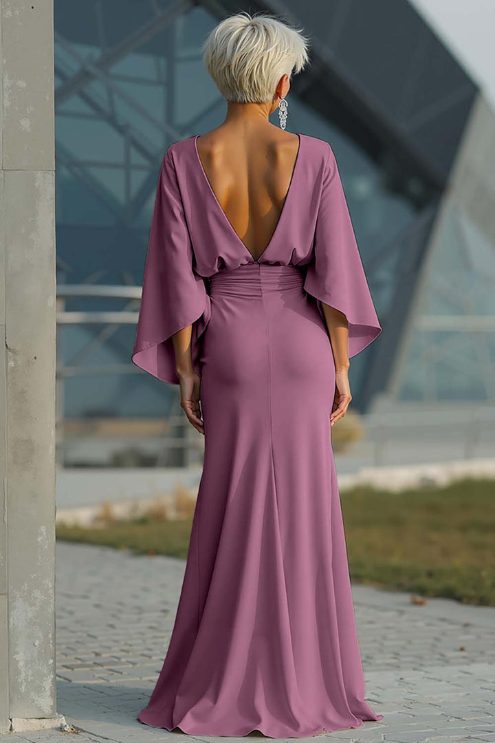 Celeste | Batwing Sleeve Ruched Waist Wedding Guest Dress