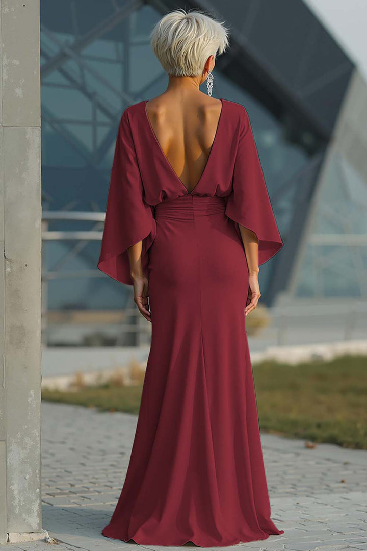 Celeste | Batwing Sleeve Ruched Waist Wedding Guest Dress