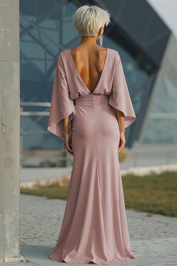 Celeste | Batwing Sleeve Ruched Waist Wedding Guest Dress