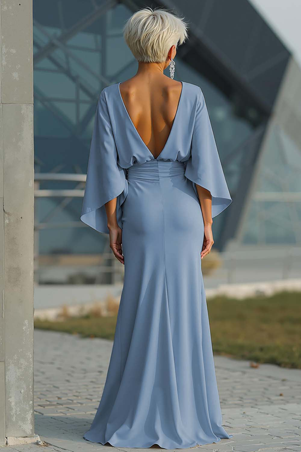 Celeste | Batwing Sleeve Ruched Waist Wedding Guest Dress