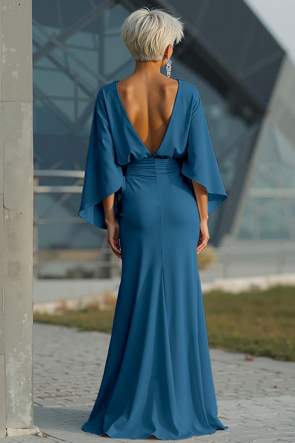 Celeste | Batwing Sleeve Ruched Waist Wedding Guest Dress