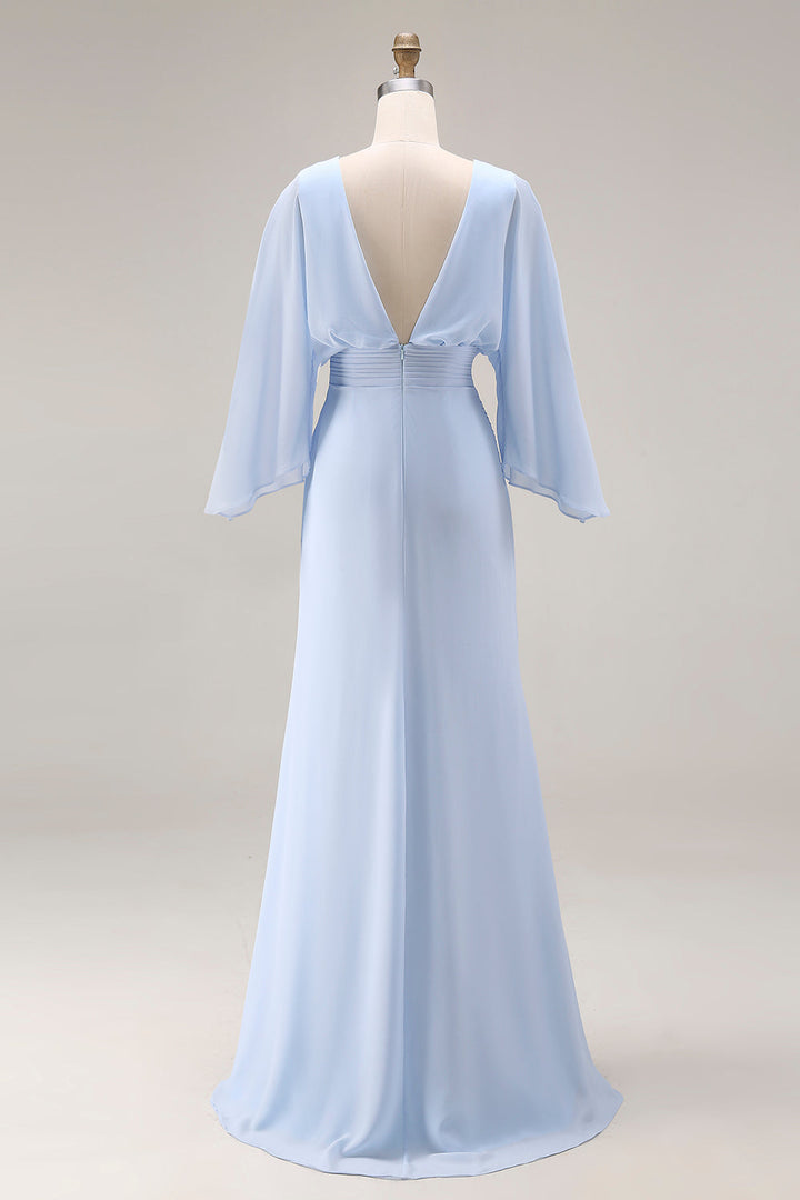 Celeste | Batwing Sleeve Ruched Waist Wedding Guest Dress