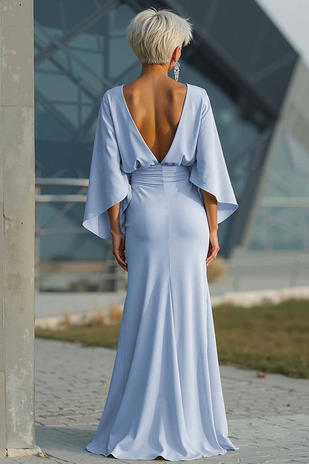 Celeste | Batwing Sleeve Ruched Waist Wedding Guest Dress