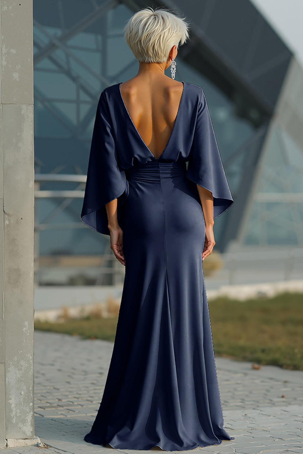 Celeste | Batwing Sleeve Ruched Waist Wedding Guest Dress