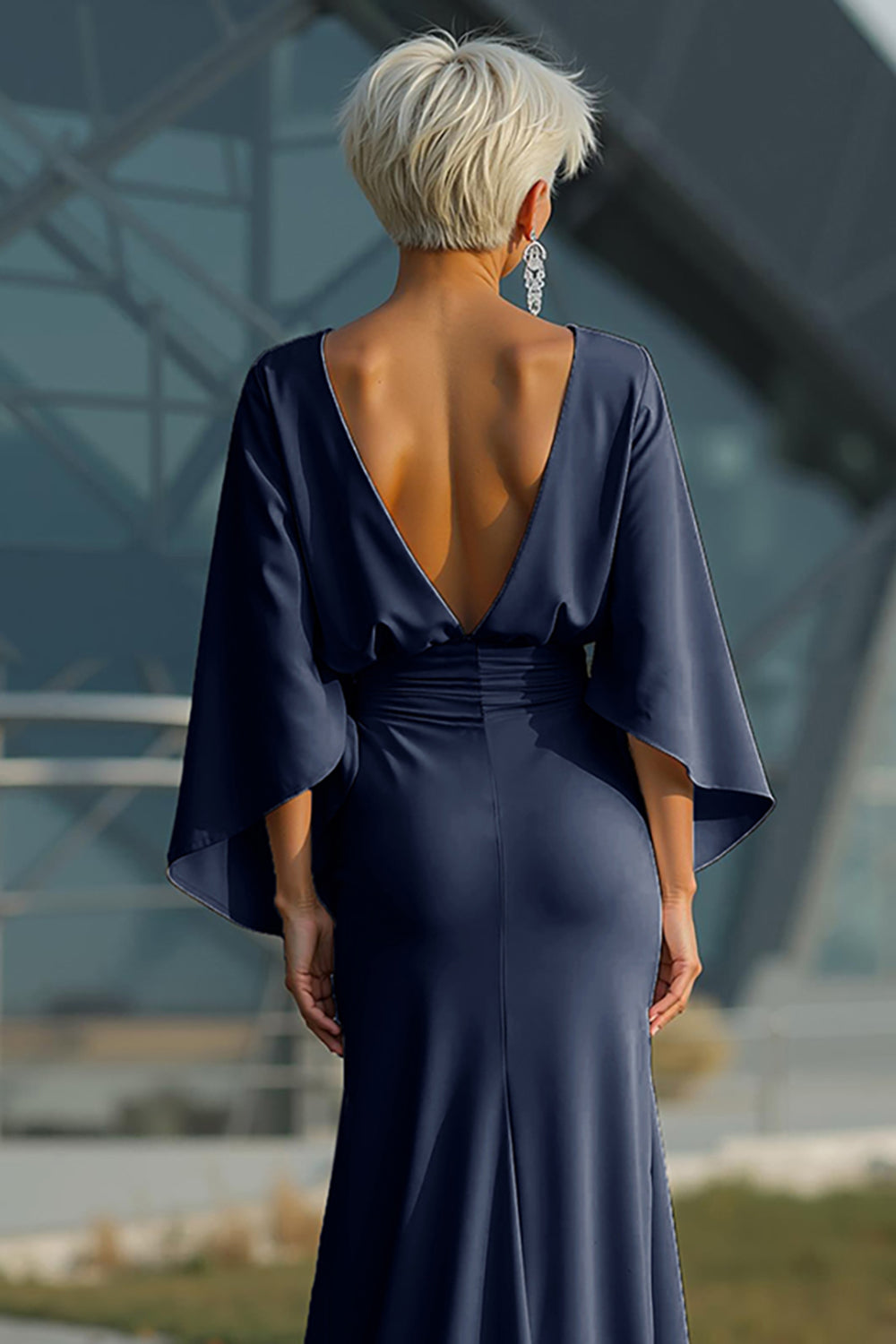 Celeste | Batwing Sleeve Ruched Waist Wedding Guest Dress