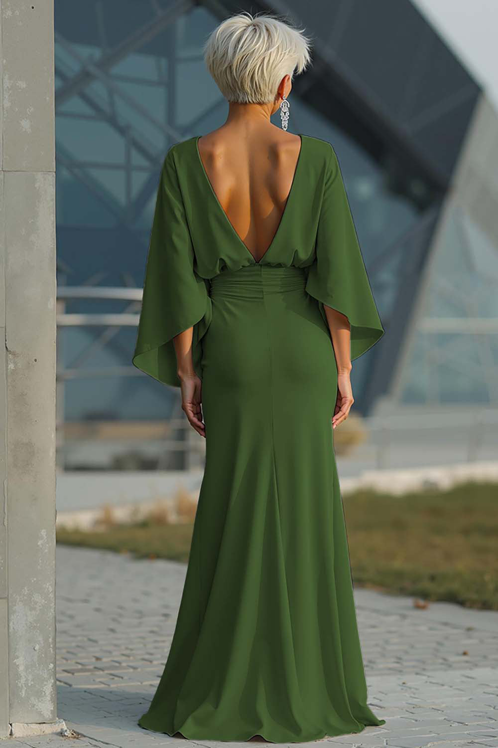 Celeste | Batwing Sleeve Ruched Waist Wedding Guest Dress