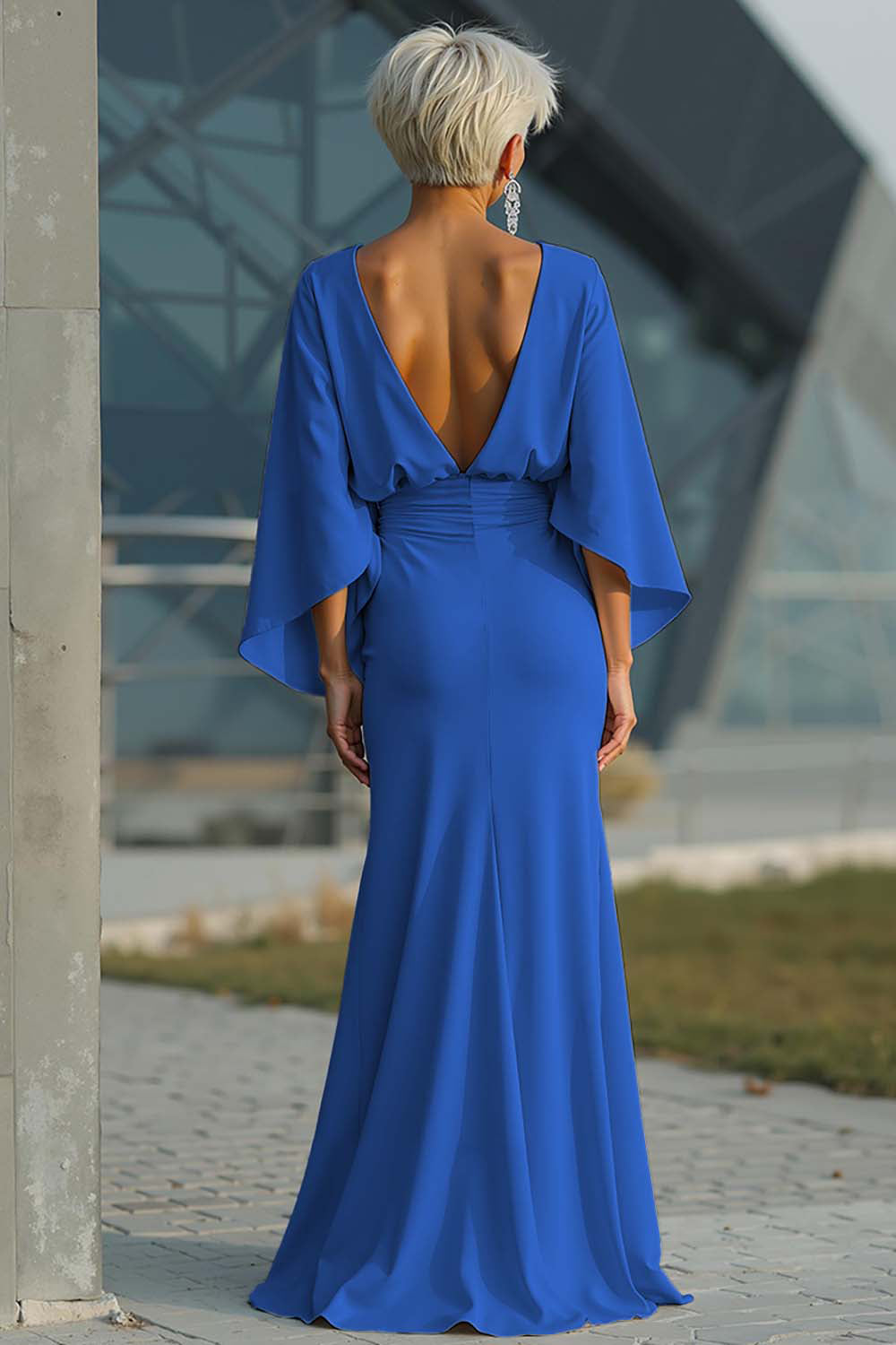 Celeste | Batwing Sleeve Ruched Waist Wedding Guest Dress