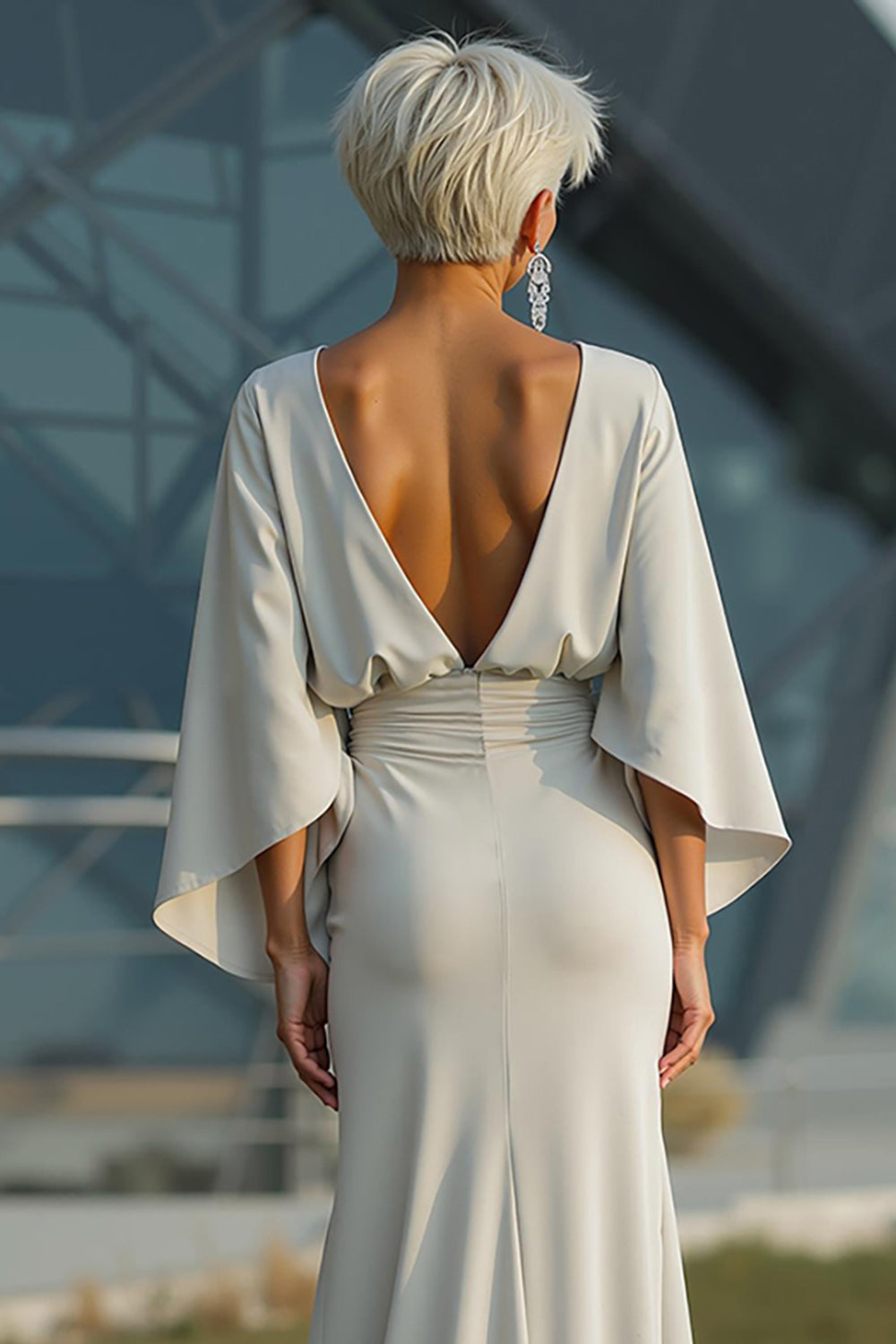 Celeste | Batwing Sleeve Ruched Waist Wedding Guest Dress