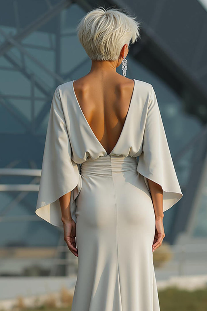 Celeste | Batwing Sleeve Ruched Waist Wedding Guest Dress