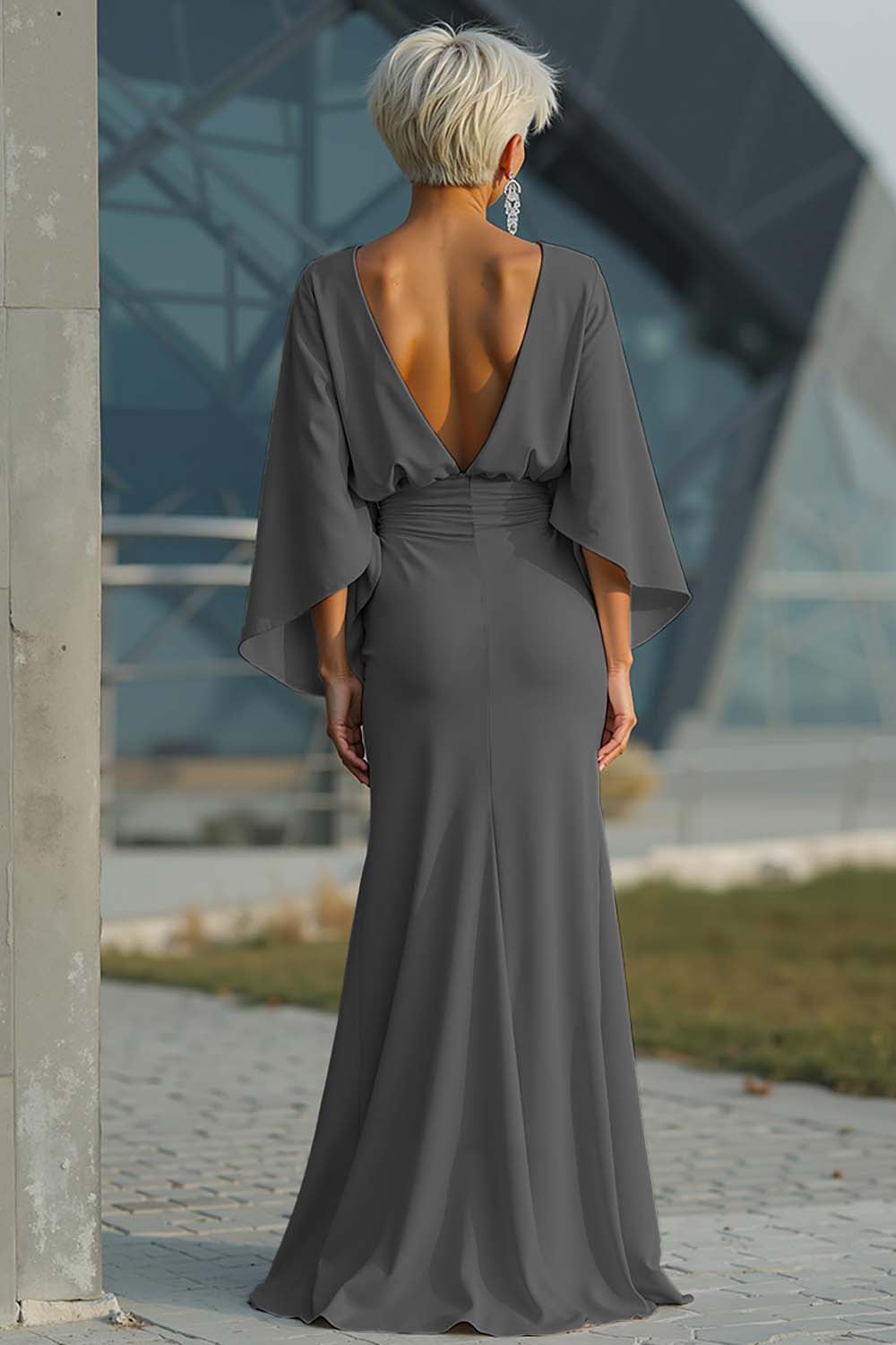 Celeste | Batwing Sleeve Ruched Waist Wedding Guest Dress