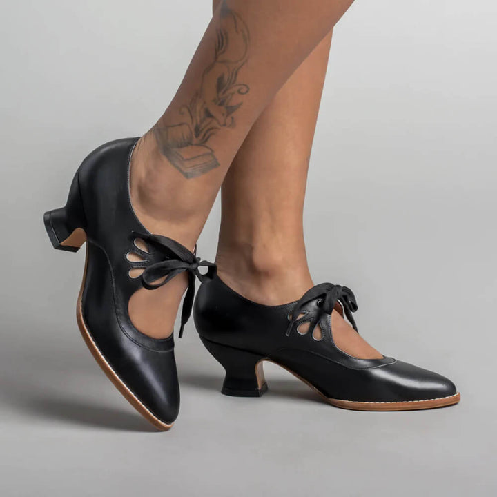 Ophelia | Cutout Ribbon Lace Victorian Kitten Heels