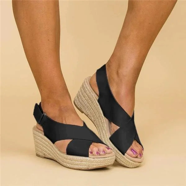 Crossa | Cross-Strap Espadrille Platform Wedges
