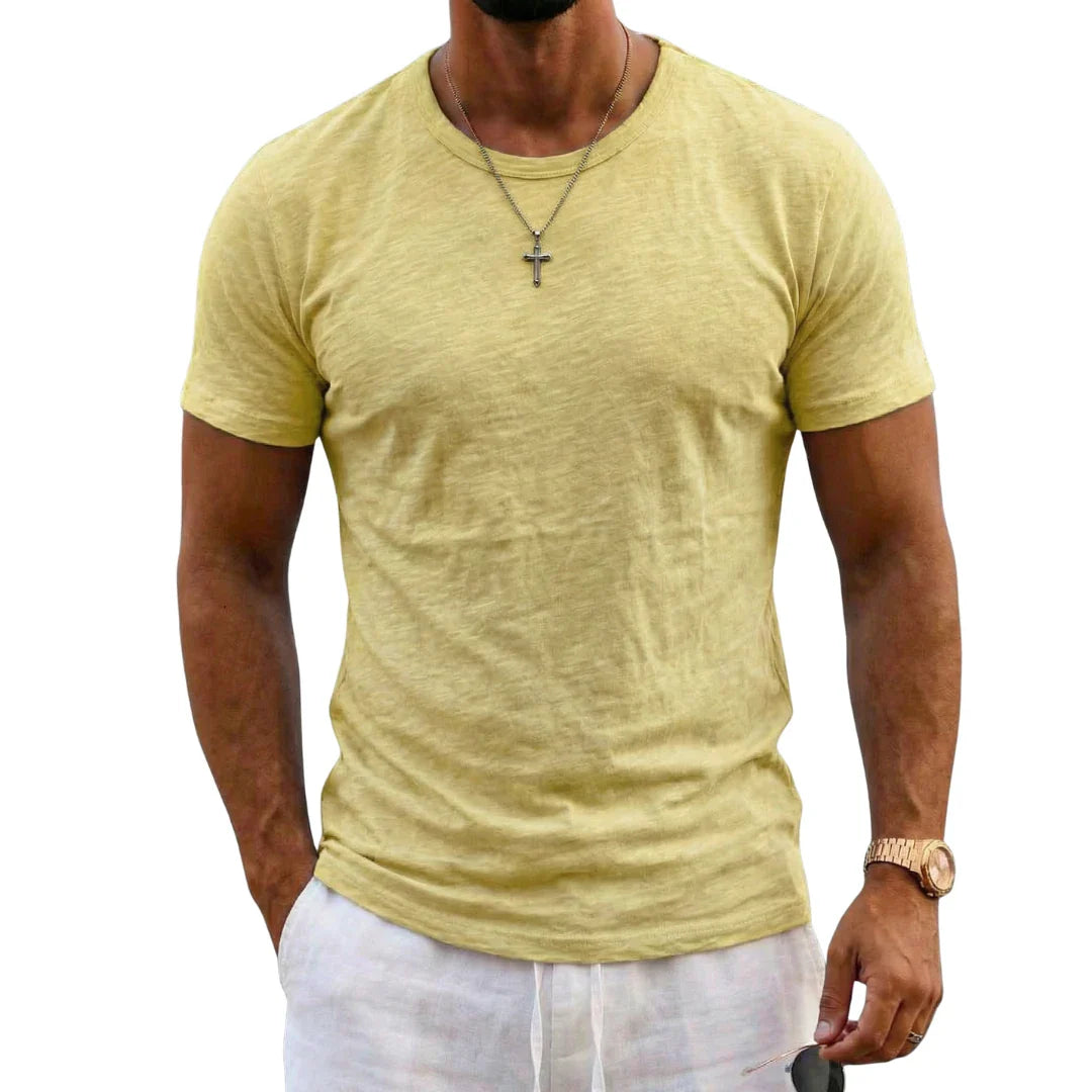 Slater | Slim Fit Crew Neck Slub Cotton T Shirt